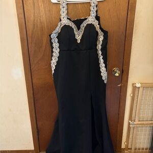 SHEIN Black Dress with Silver Lace Detail